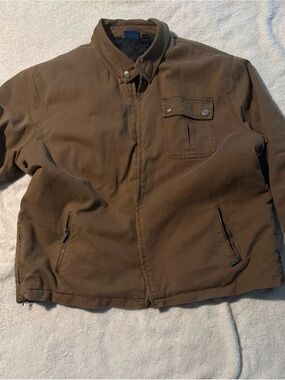 Men's Indian Motorcycle Burt 2 Brown Canvas Jacket with Snap Chest Pocket